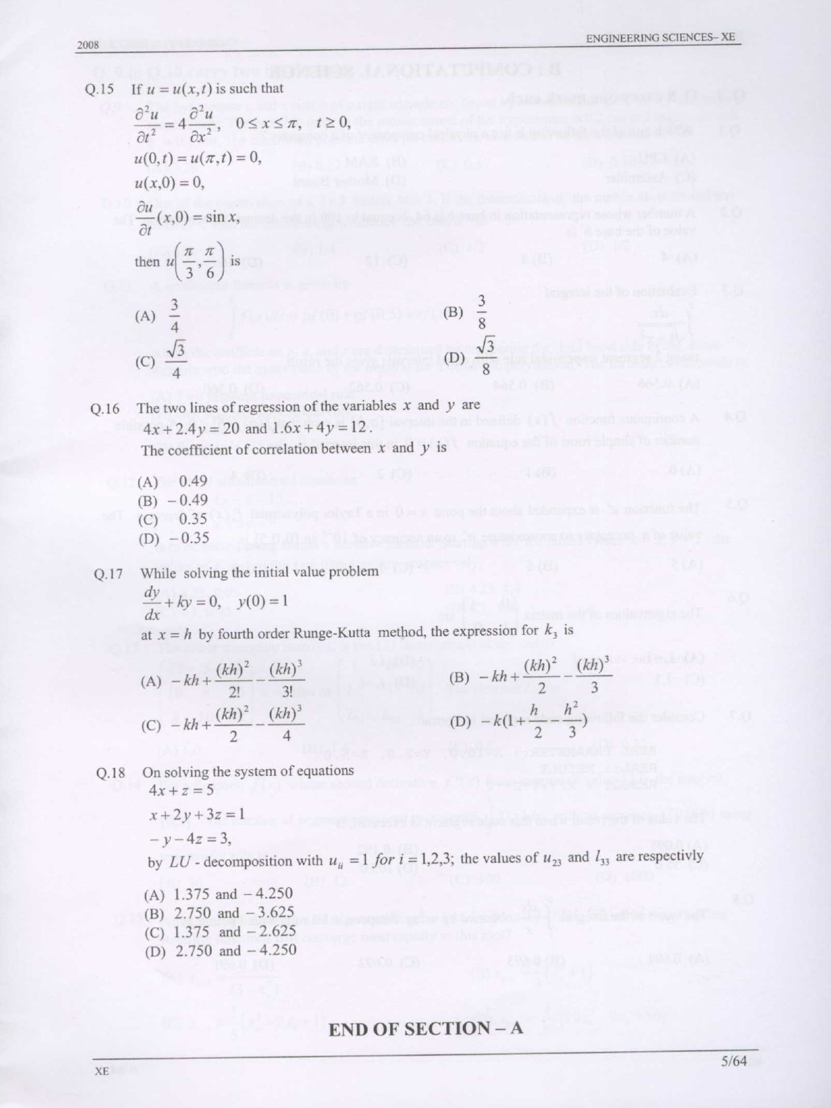 GATE Exam Question Paper 2008 Engineering Sciences 5