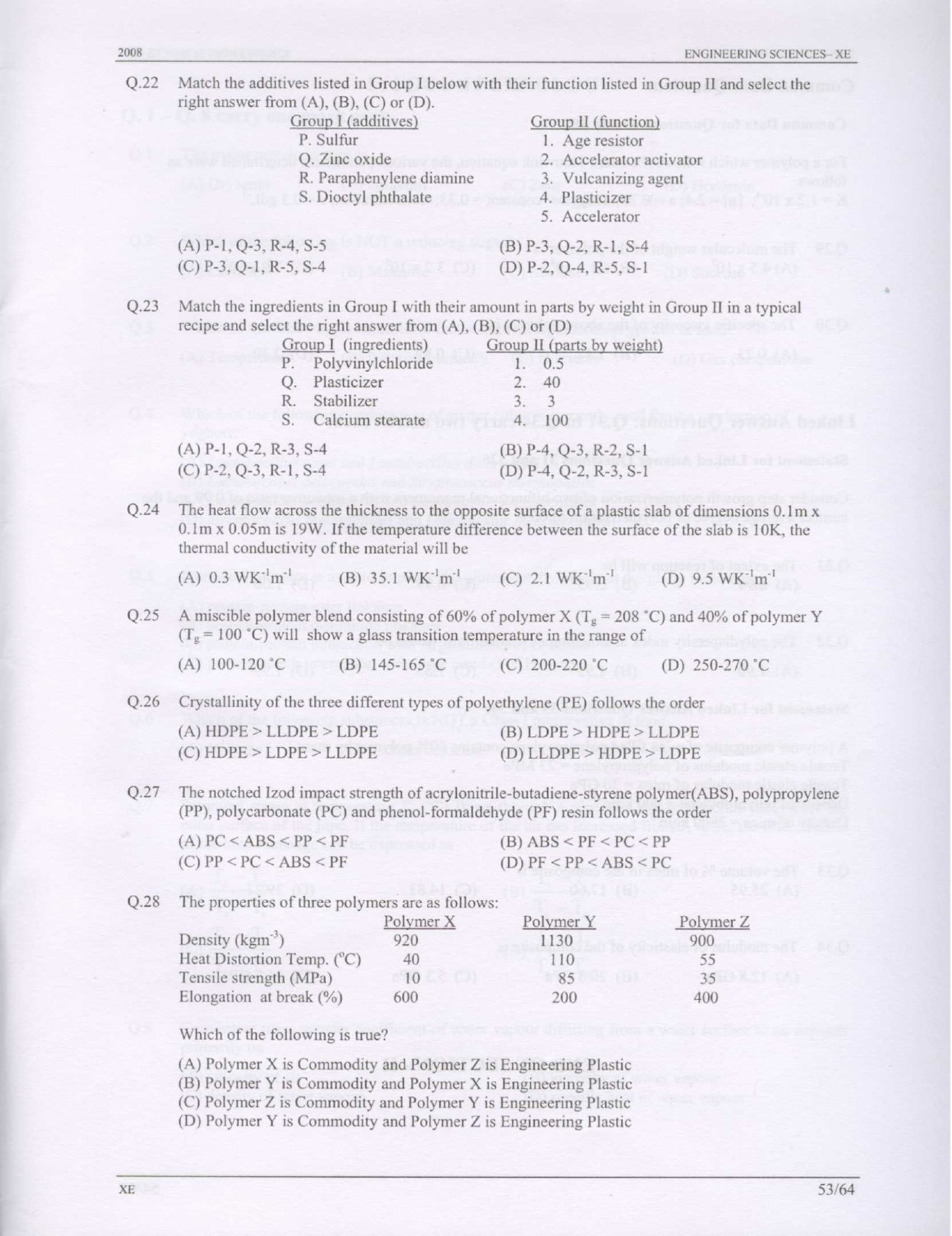 GATE Exam Question Paper 2008 Engineering Sciences 53