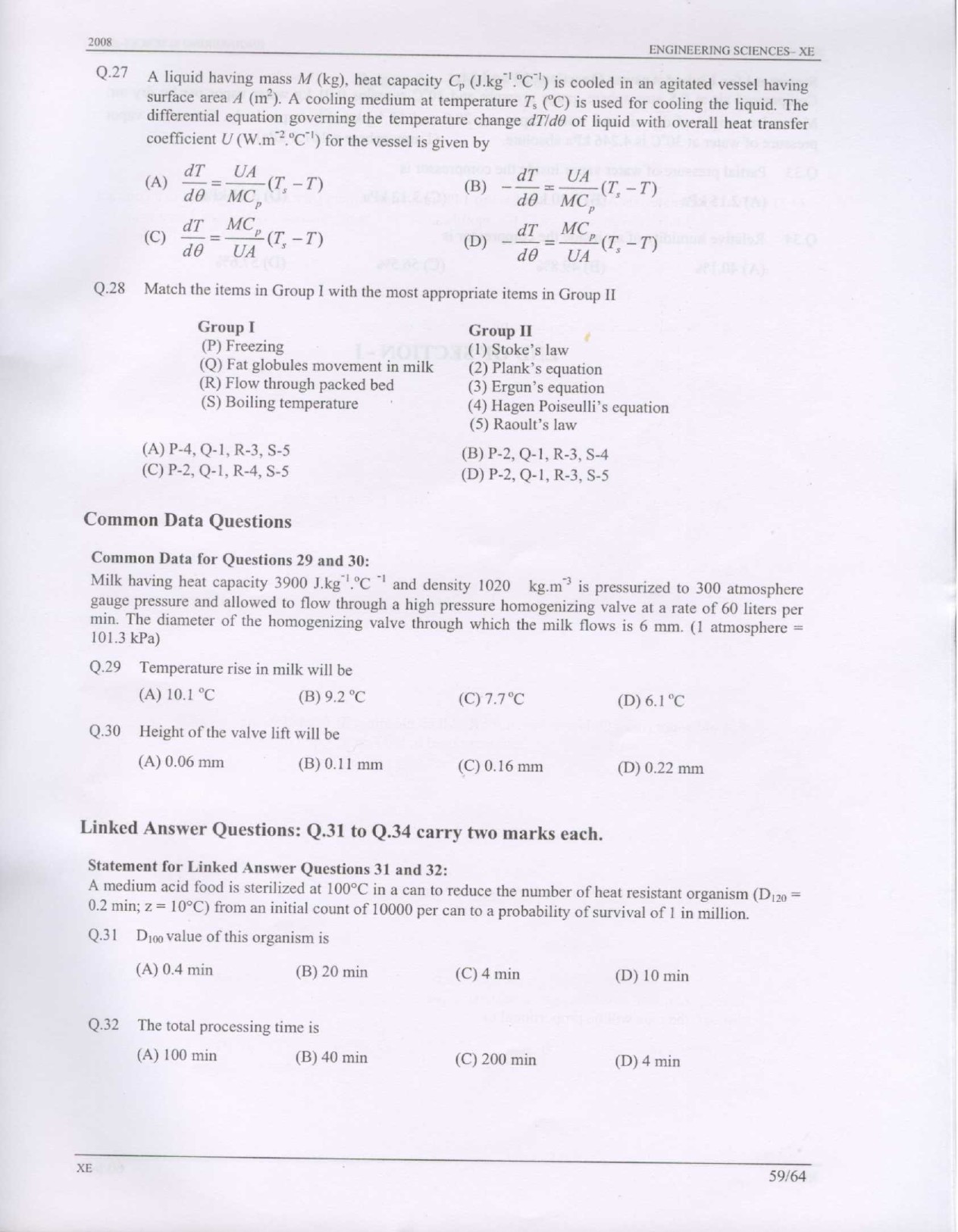 GATE Exam Question Paper 2008 Engineering Sciences 59