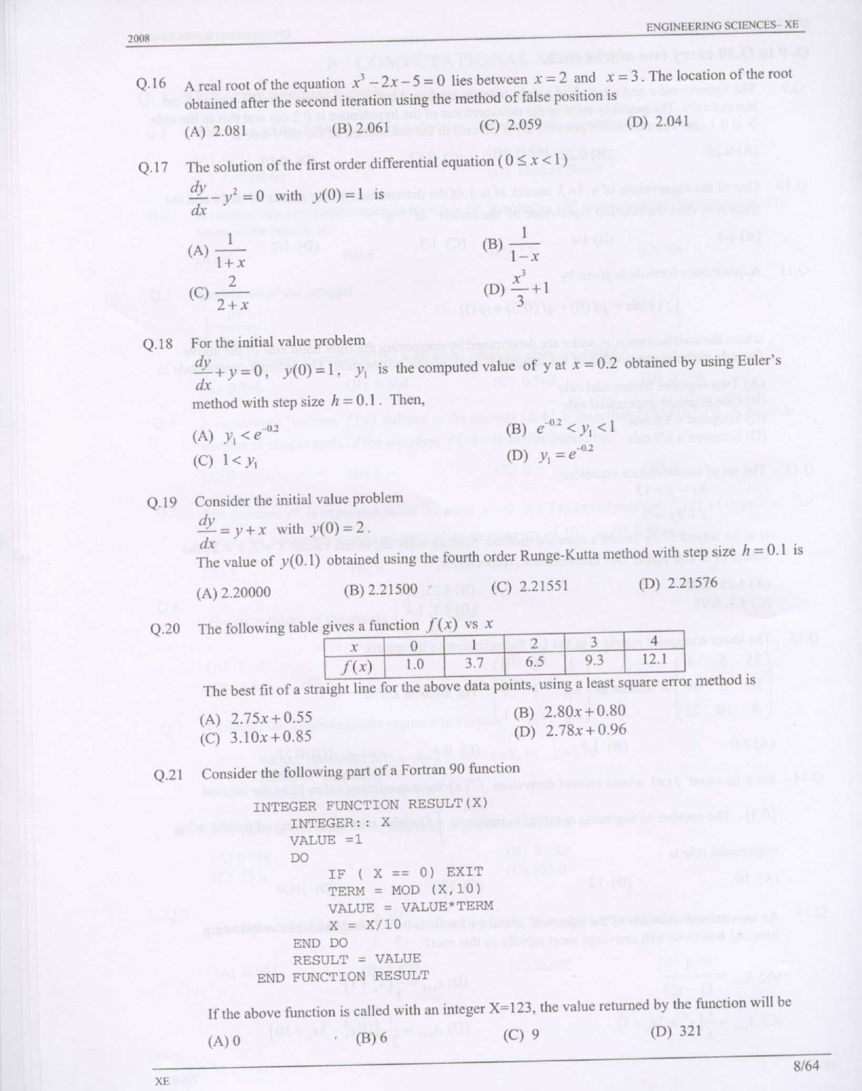 GATE Exam Question Paper 2008 Engineering Sciences 8