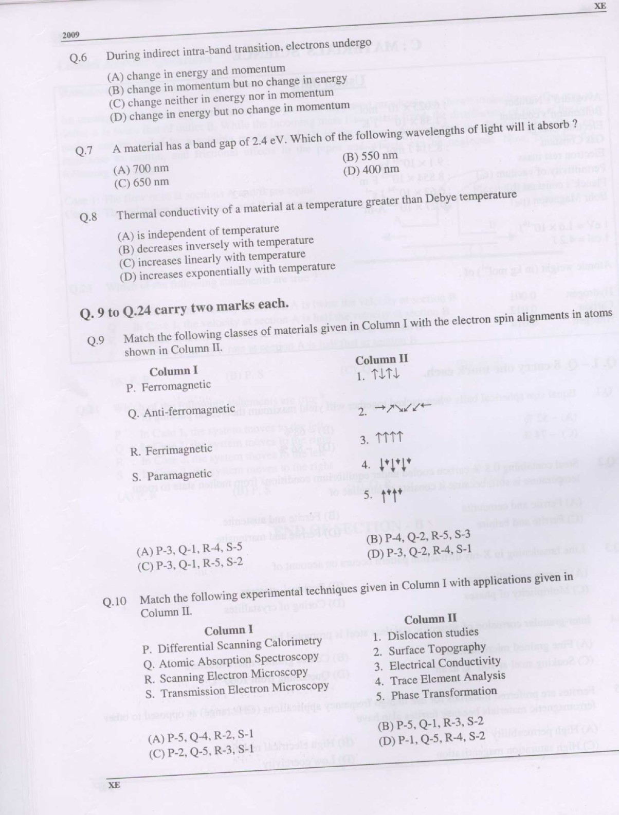 GATE Exam Question Paper 2009 Engineering Sciences 10