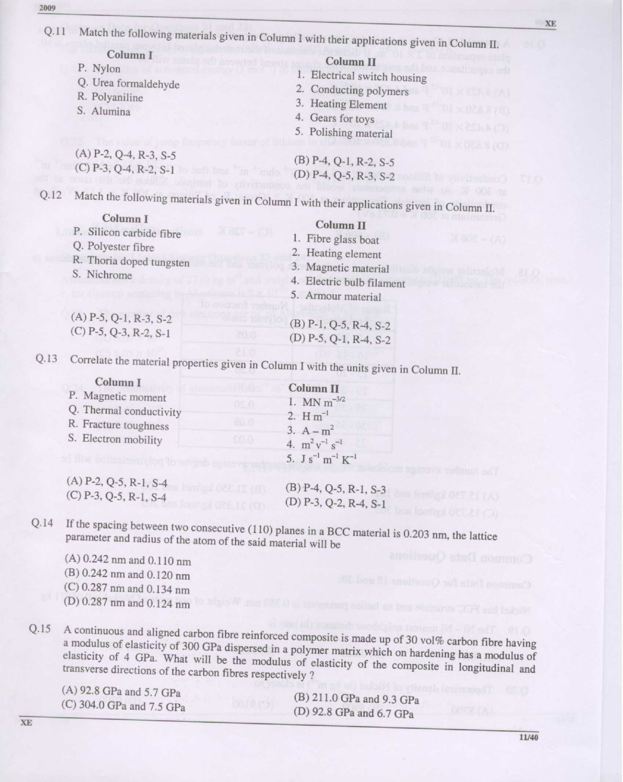 GATE Exam Question Paper 2009 Engineering Sciences 11