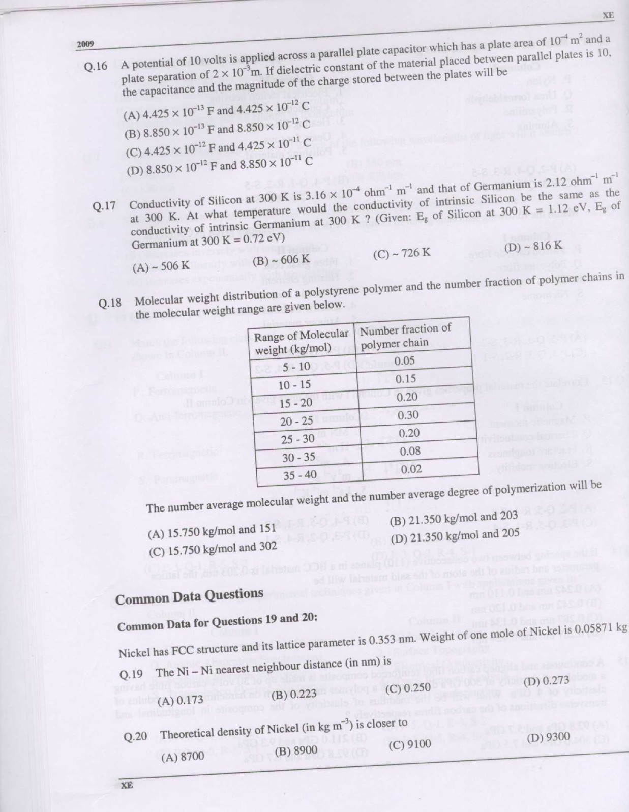 GATE Exam Question Paper 2009 Engineering Sciences 12