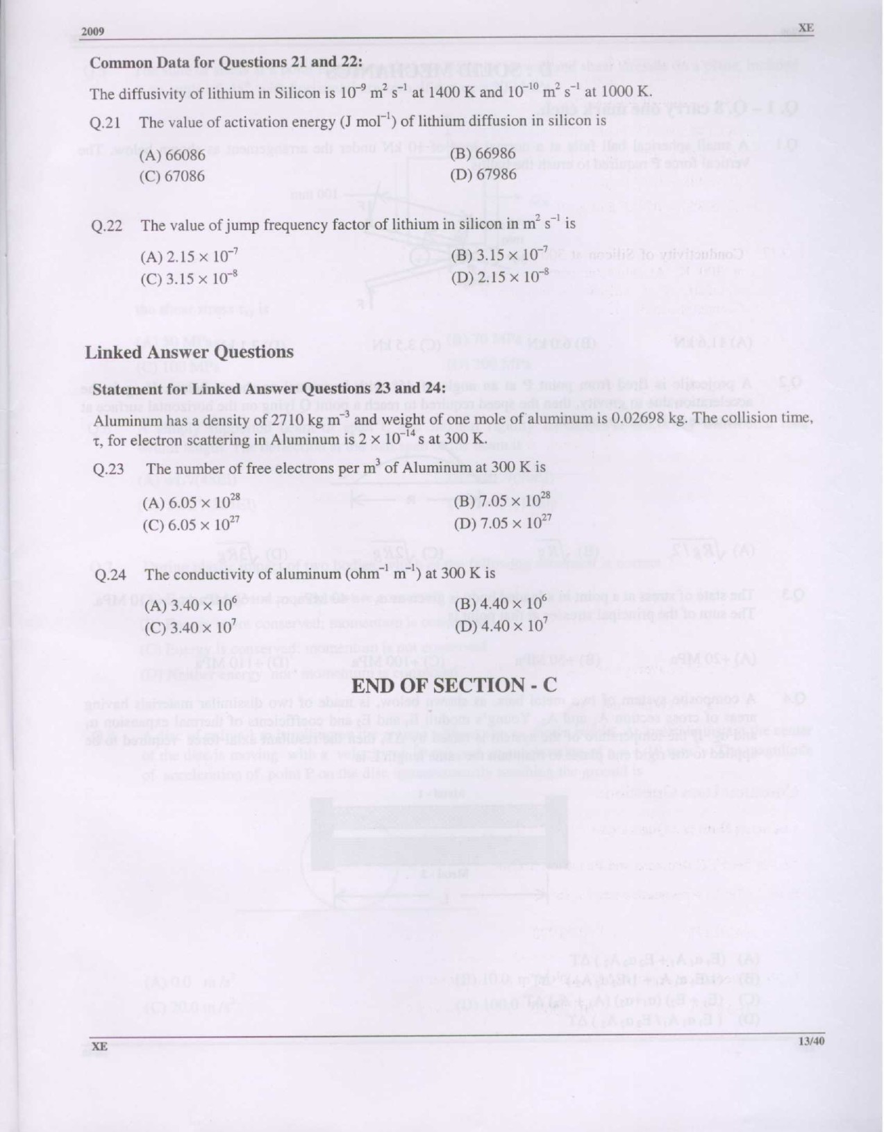 GATE Exam Question Paper 2009 Engineering Sciences 13