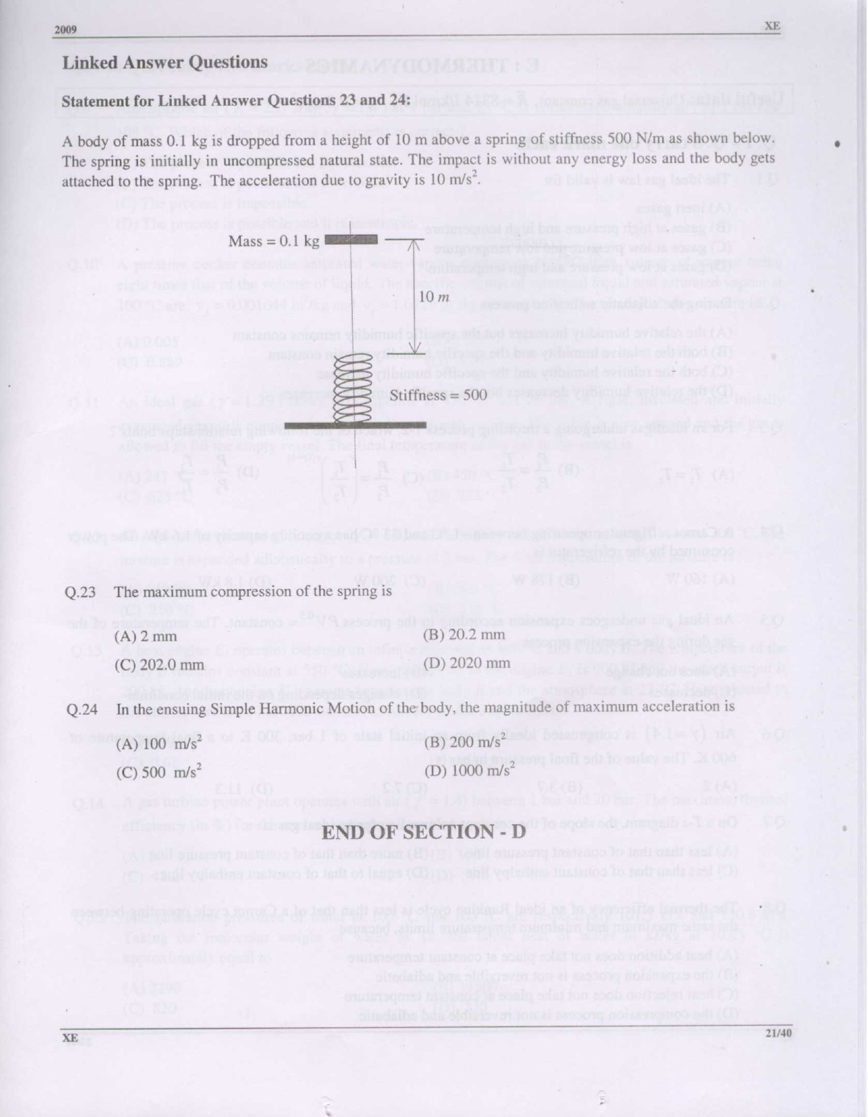 GATE Exam Question Paper 2009 Engineering Sciences 21