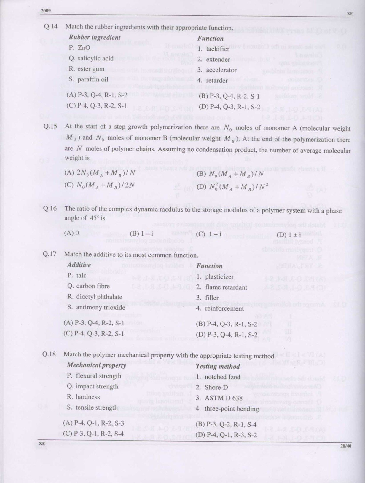GATE Exam Question Paper 2009 Engineering Sciences 28