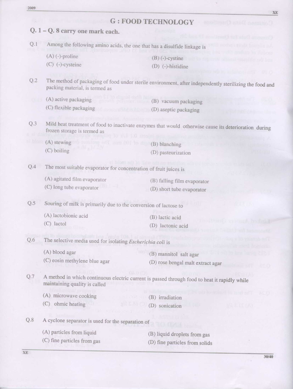 GATE Exam Question Paper 2009 Engineering Sciences 30