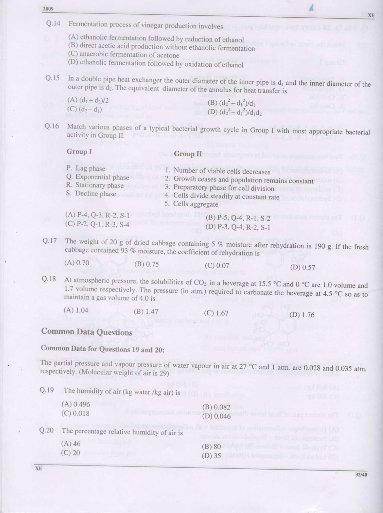 GATE Exam Question Paper 2009 Engineering Sciences 32
