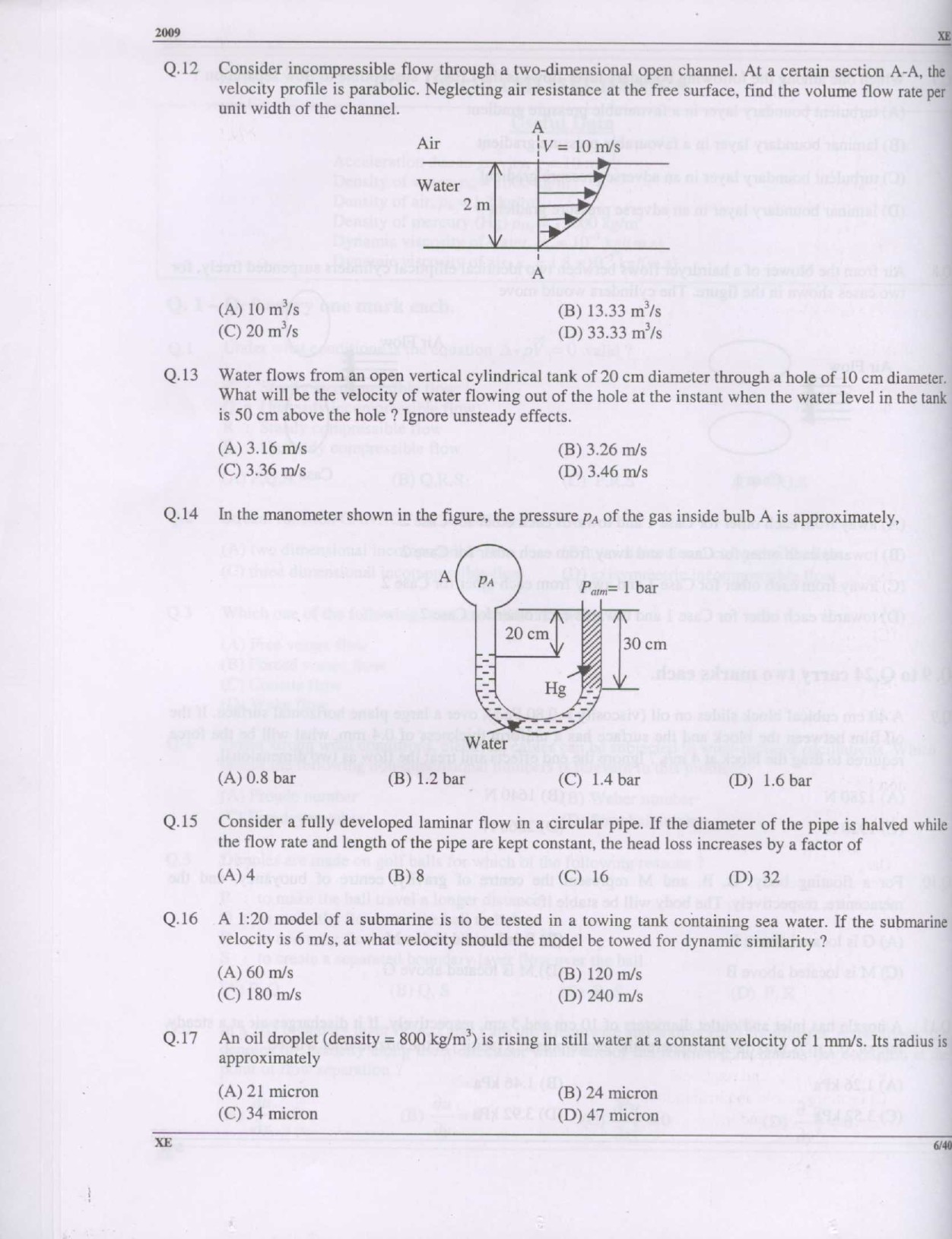 GATE Exam Question Paper 2009 Engineering Sciences 6