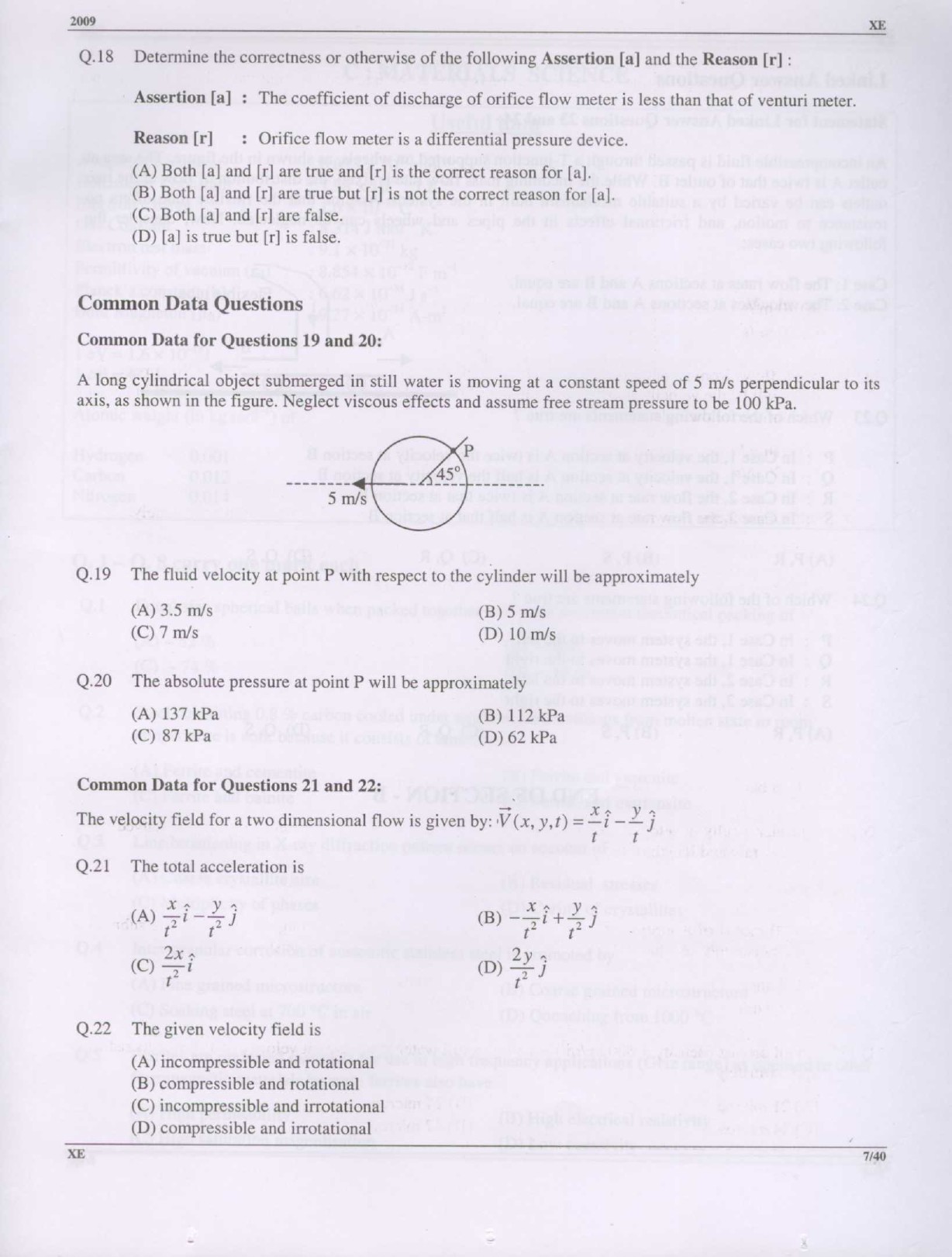 GATE Exam Question Paper 2009 Engineering Sciences 7