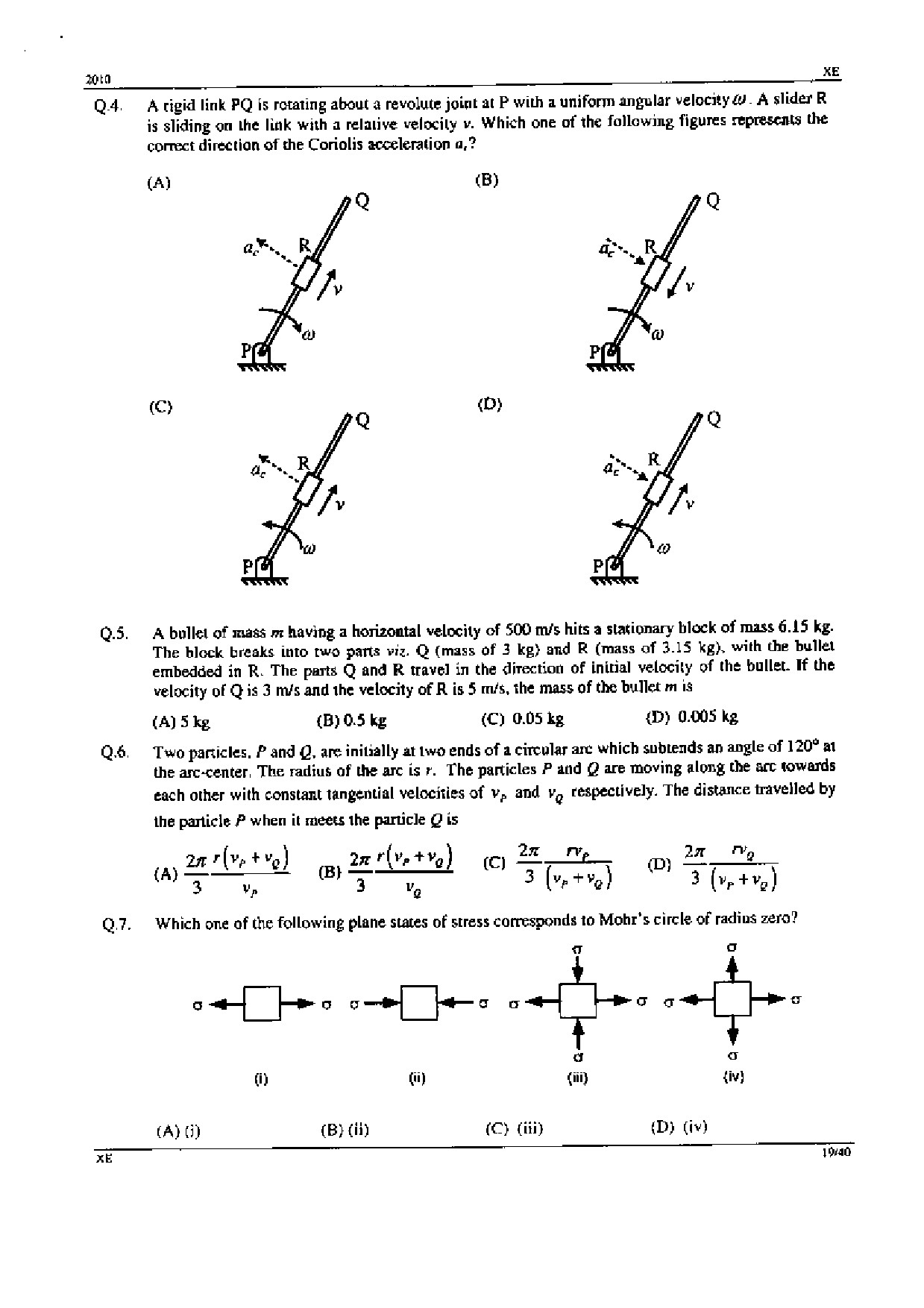 GATE Exam Question Paper 2010 Engineering Sciences 19