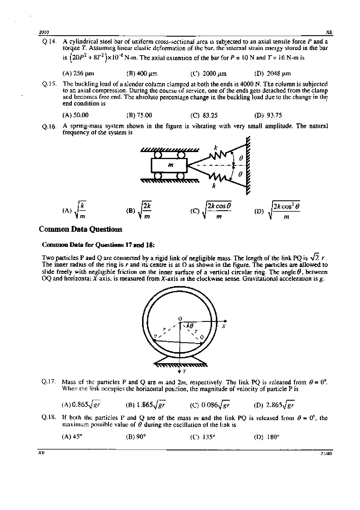 GATE Exam Question Paper 2010 Engineering Sciences 21