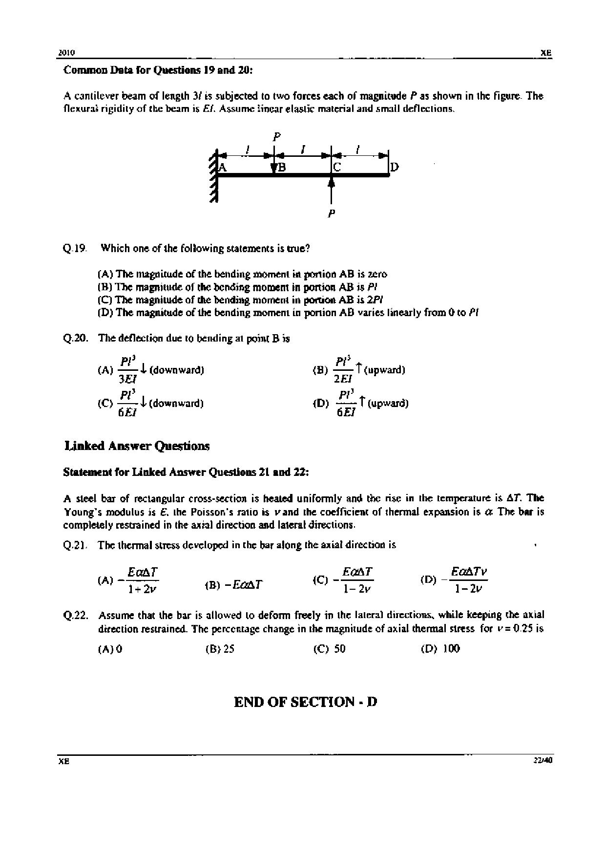 GATE Exam Question Paper 2010 Engineering Sciences 22