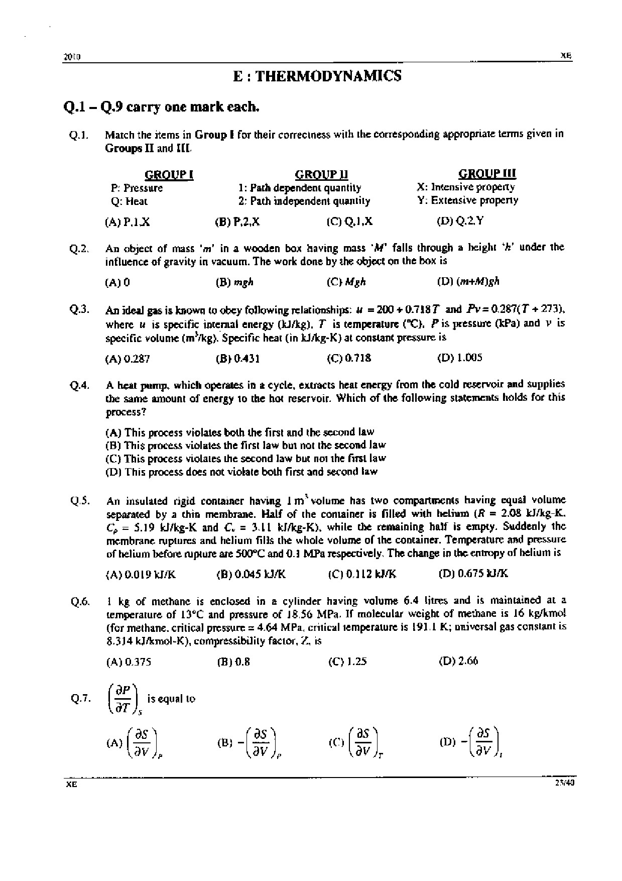 GATE Exam Question Paper 2010 Engineering Sciences 23