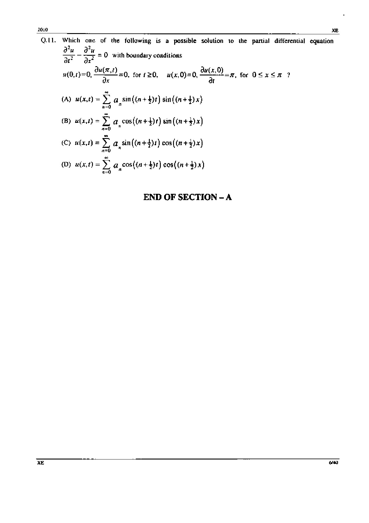 GATE Exam Question Paper 2010 Engineering Sciences 6