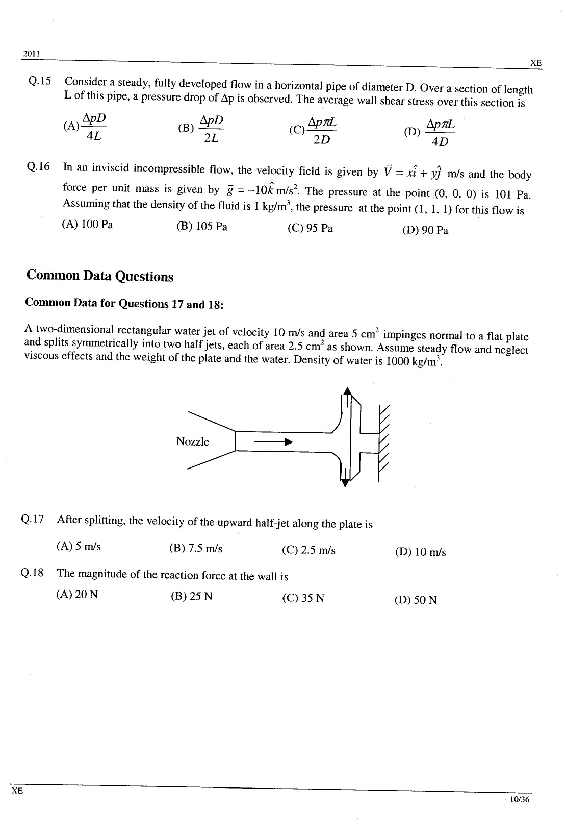 GATE Exam Question Paper 2011 Engineering Sciences 10