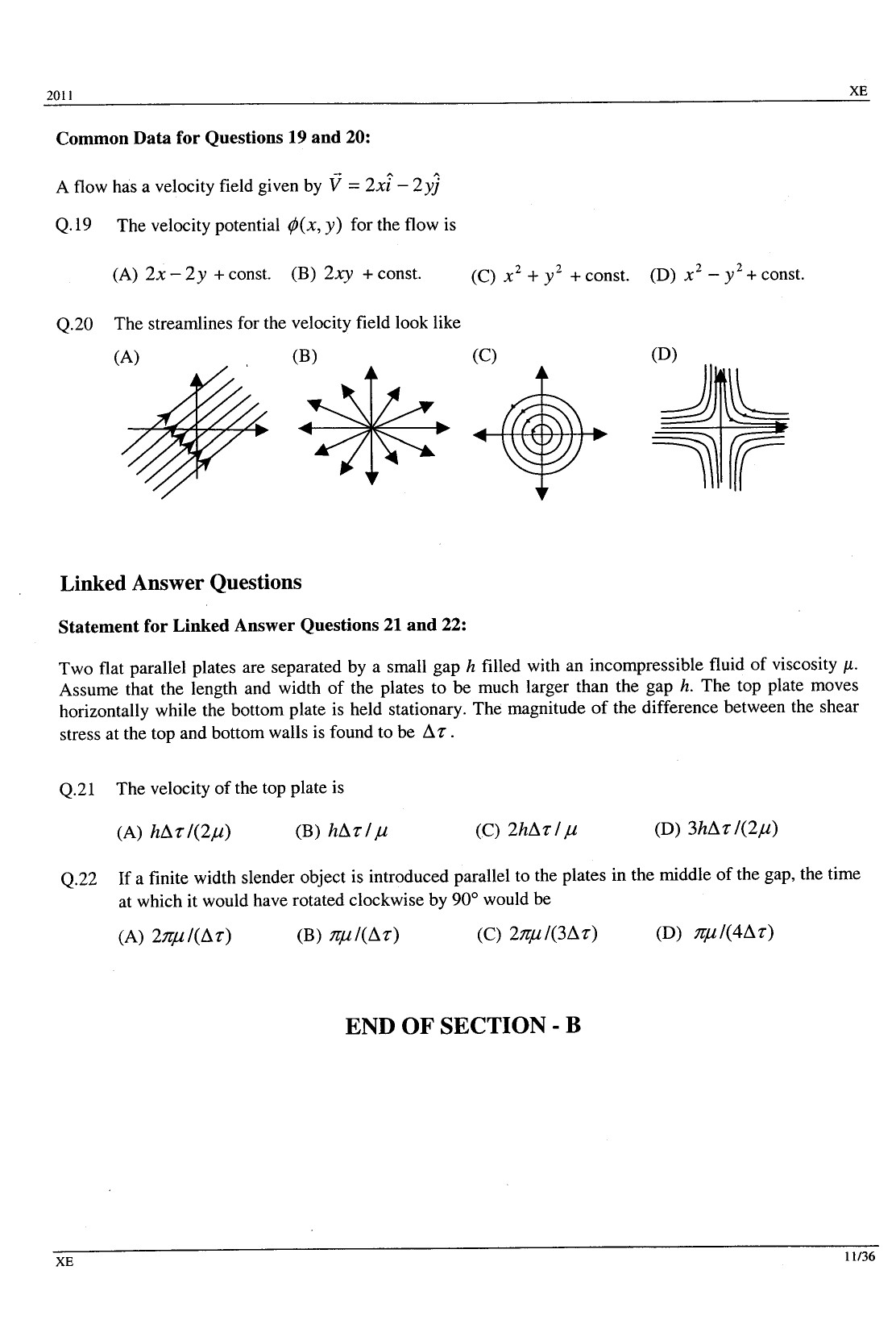 GATE Exam Question Paper 2011 Engineering Sciences 11