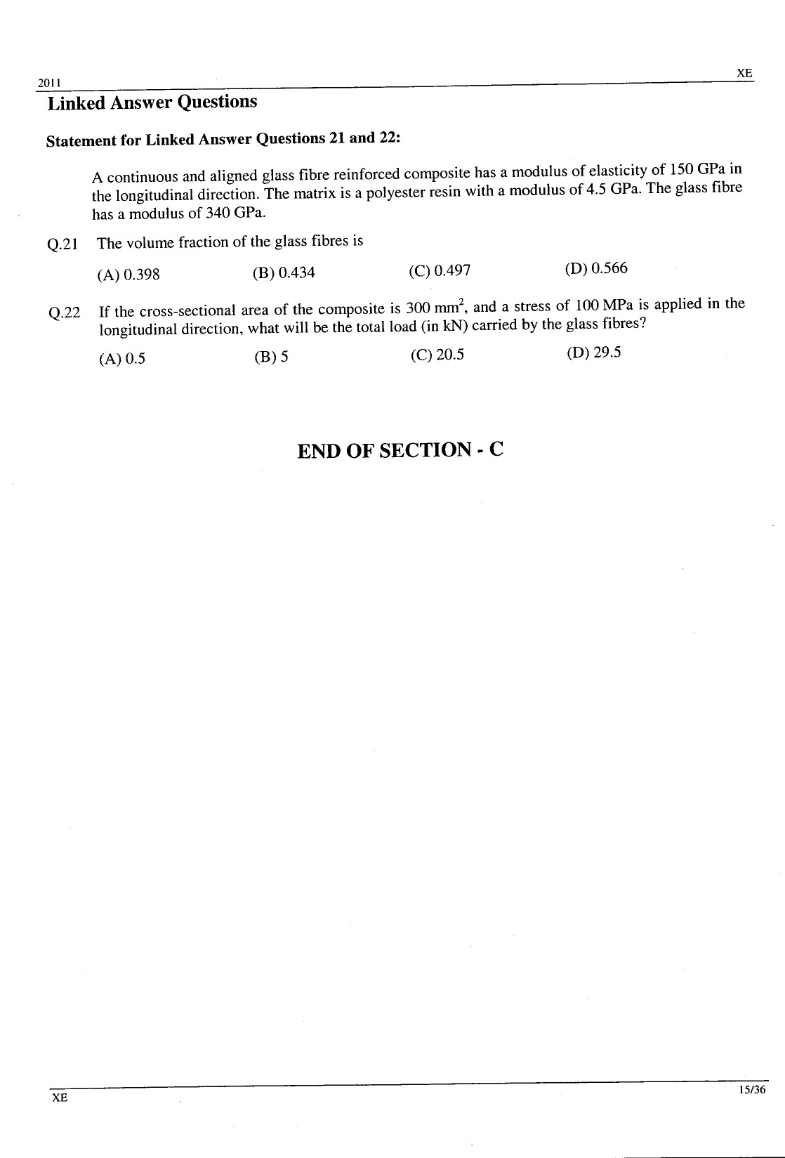 GATE Exam Question Paper 2011 Engineering Sciences 15