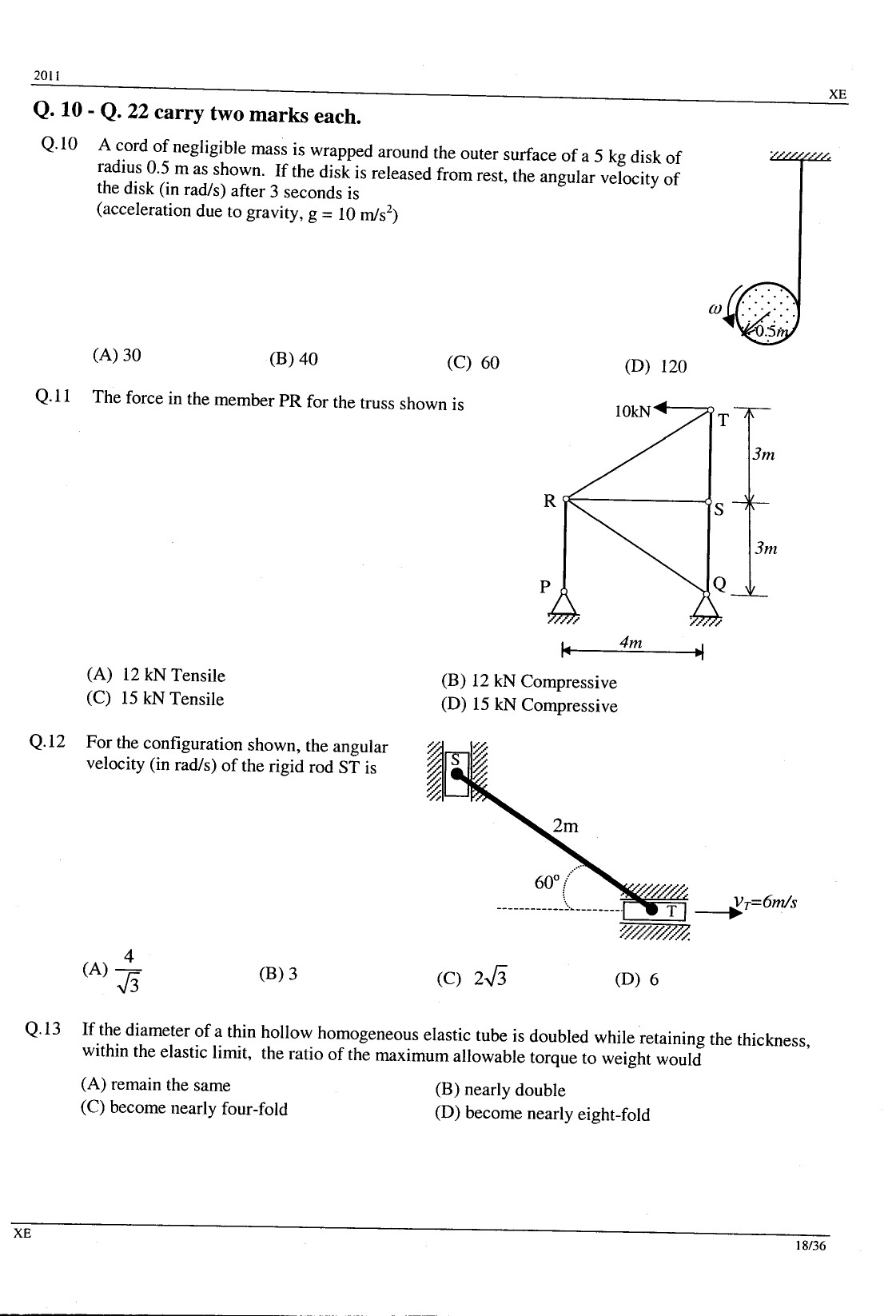 GATE Exam Question Paper 2011 Engineering Sciences 18