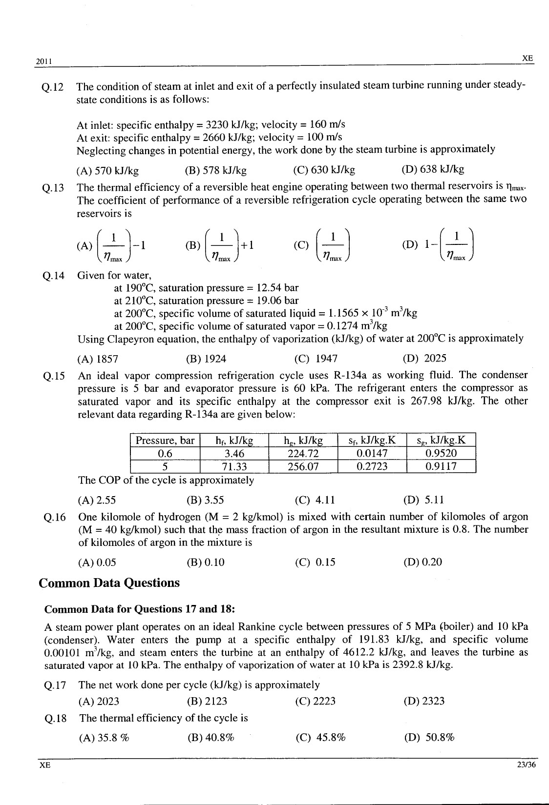 GATE Exam Question Paper 2011 Engineering Sciences 23