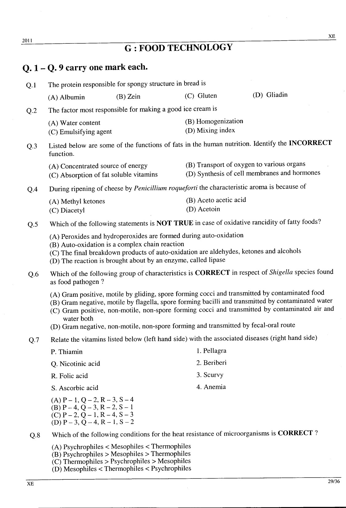 GATE Exam Question Paper 2011 Engineering Sciences 29