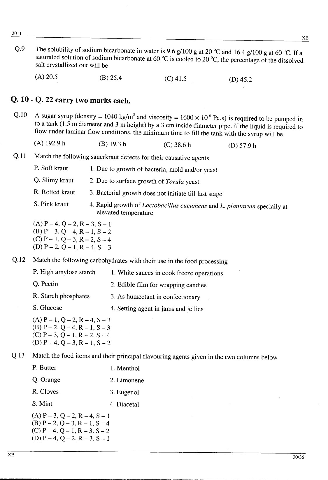 GATE Exam Question Paper 2011 Engineering Sciences 30