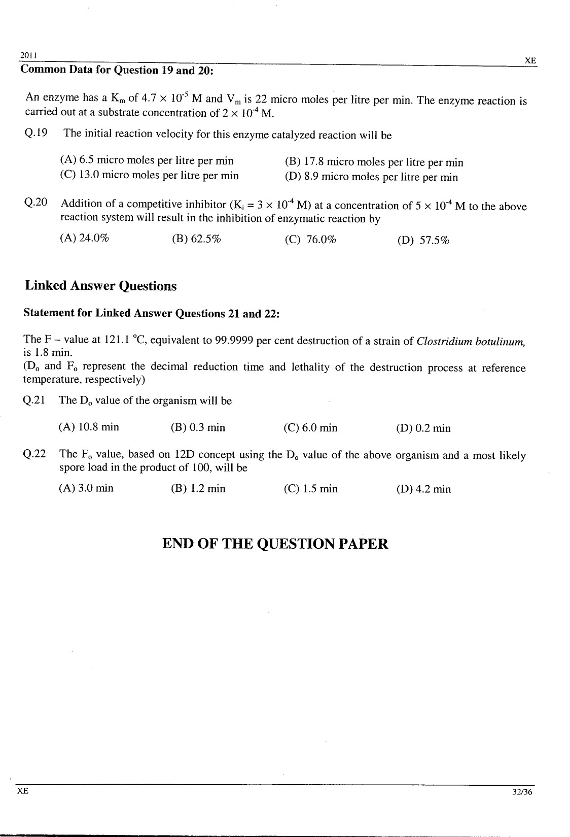 GATE Exam Question Paper 2011 Engineering Sciences 32