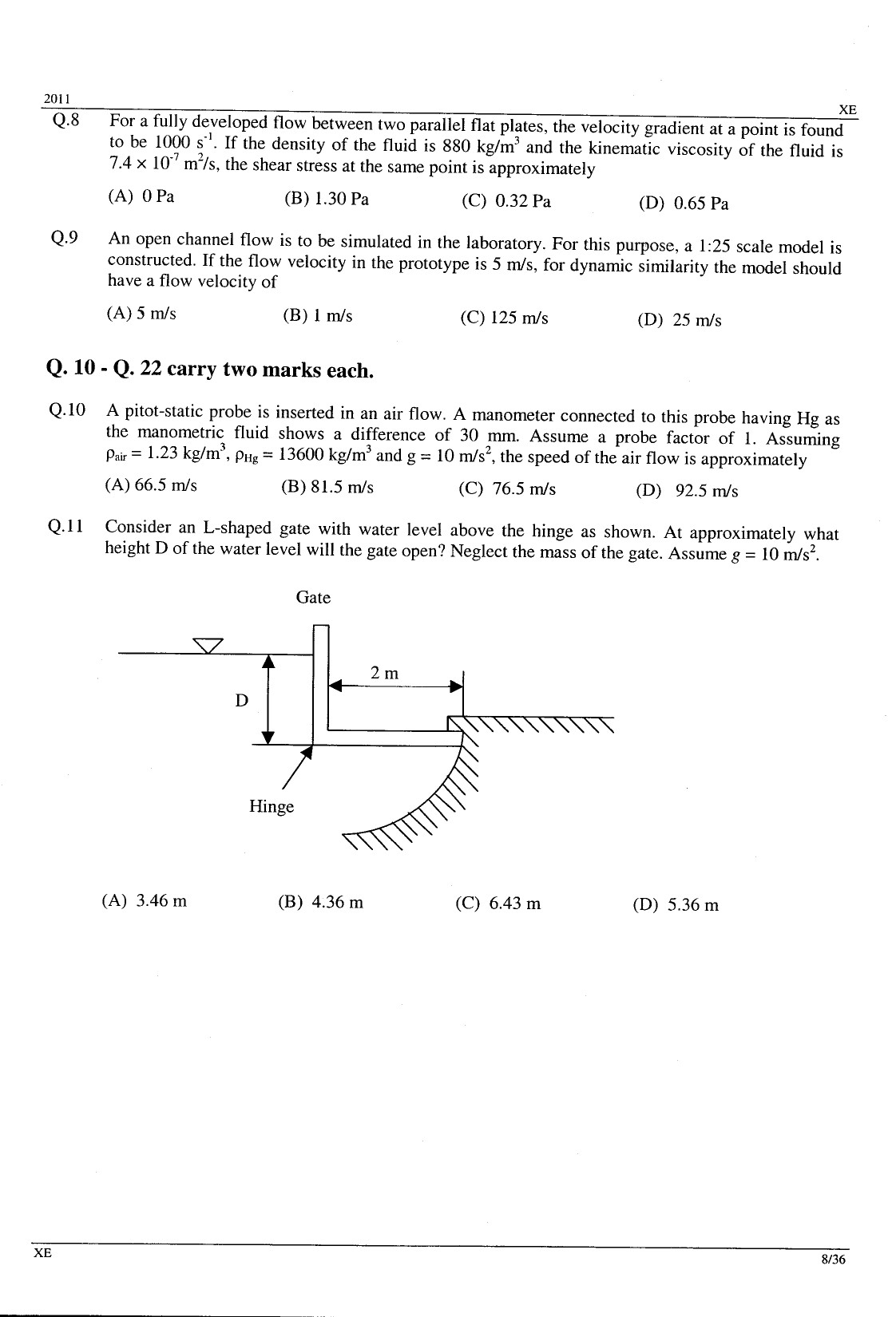 GATE Exam Question Paper 2011 Engineering Sciences 8