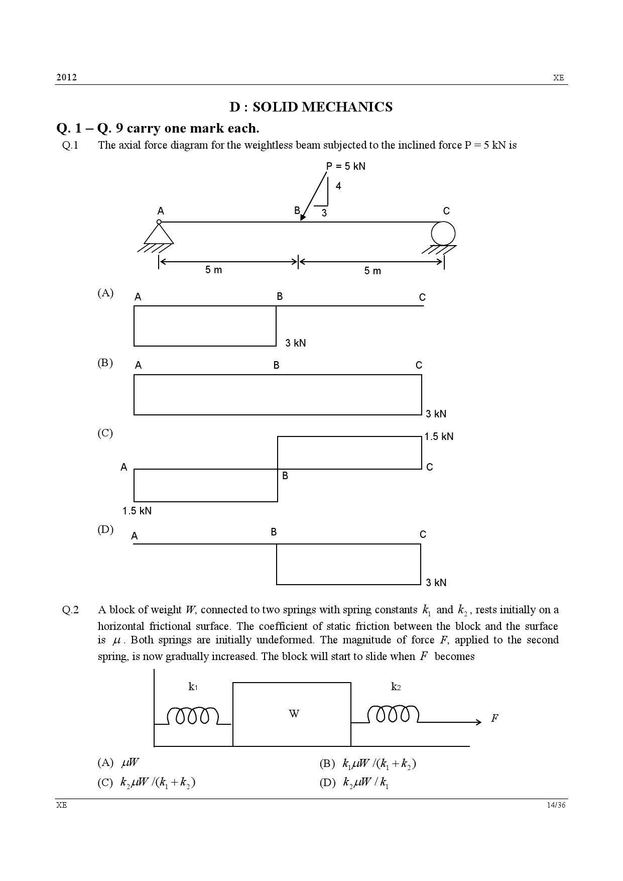 GATE Exam Question Paper 2012 Engineering Sciences 14