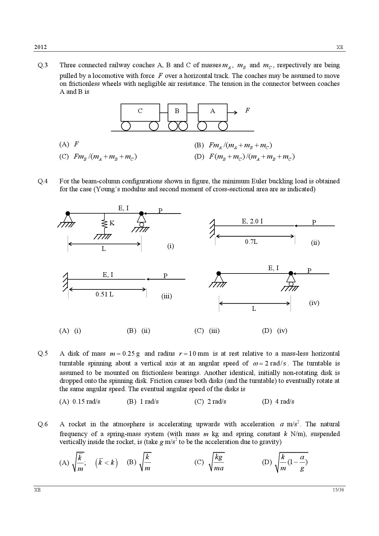 GATE Exam Question Paper 2012 Engineering Sciences 15