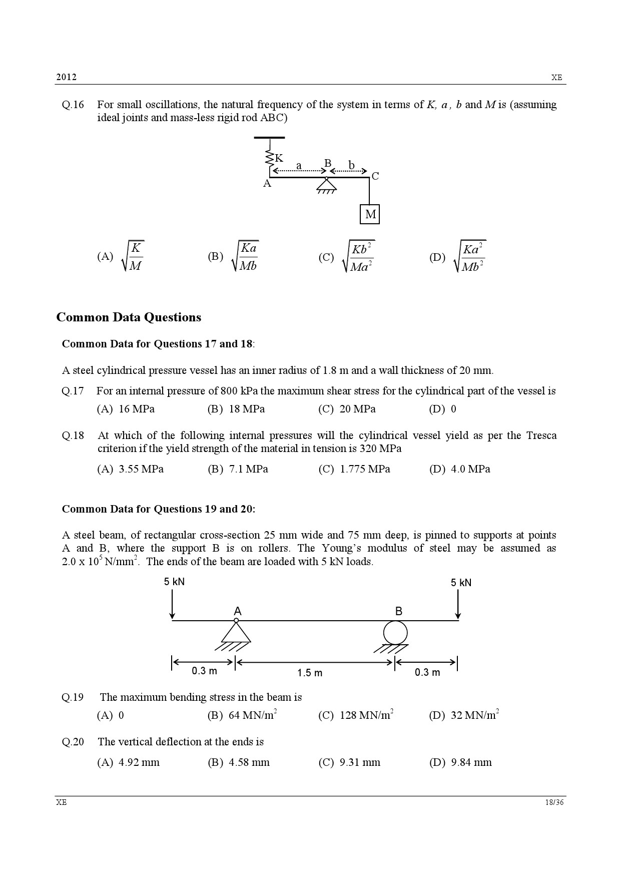 GATE Exam Question Paper 2012 Engineering Sciences 18
