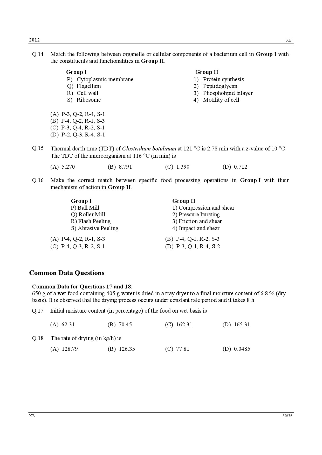 GATE Exam Question Paper 2012 Engineering Sciences 30