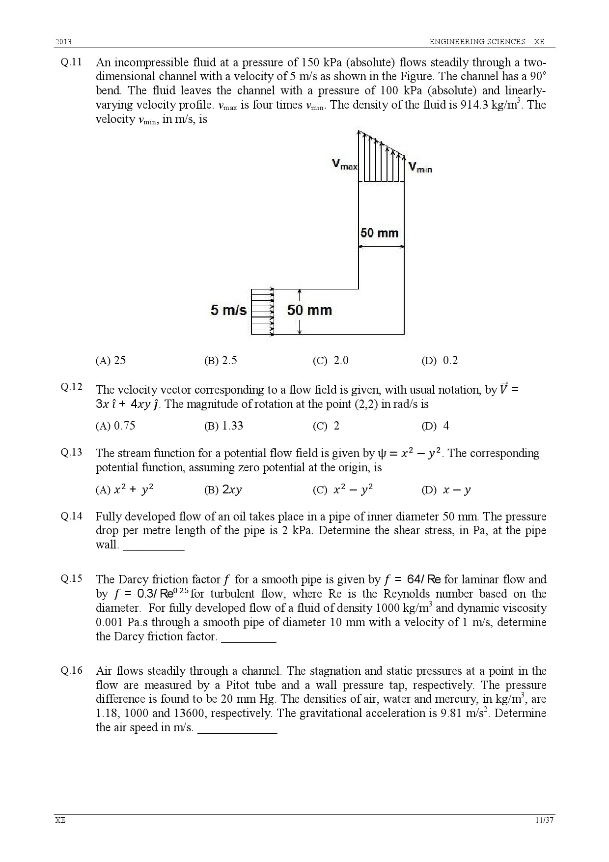 GATE Exam Question Paper 2013 Engineering Sciences 11