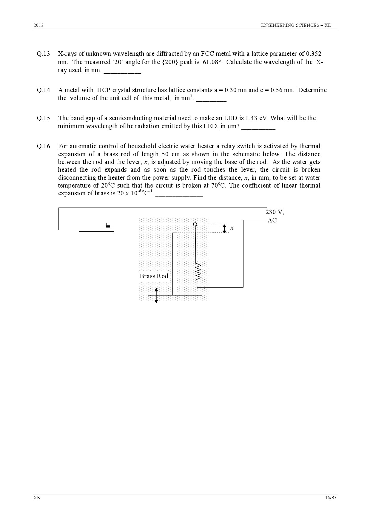 GATE Exam Question Paper 2013 Engineering Sciences 16