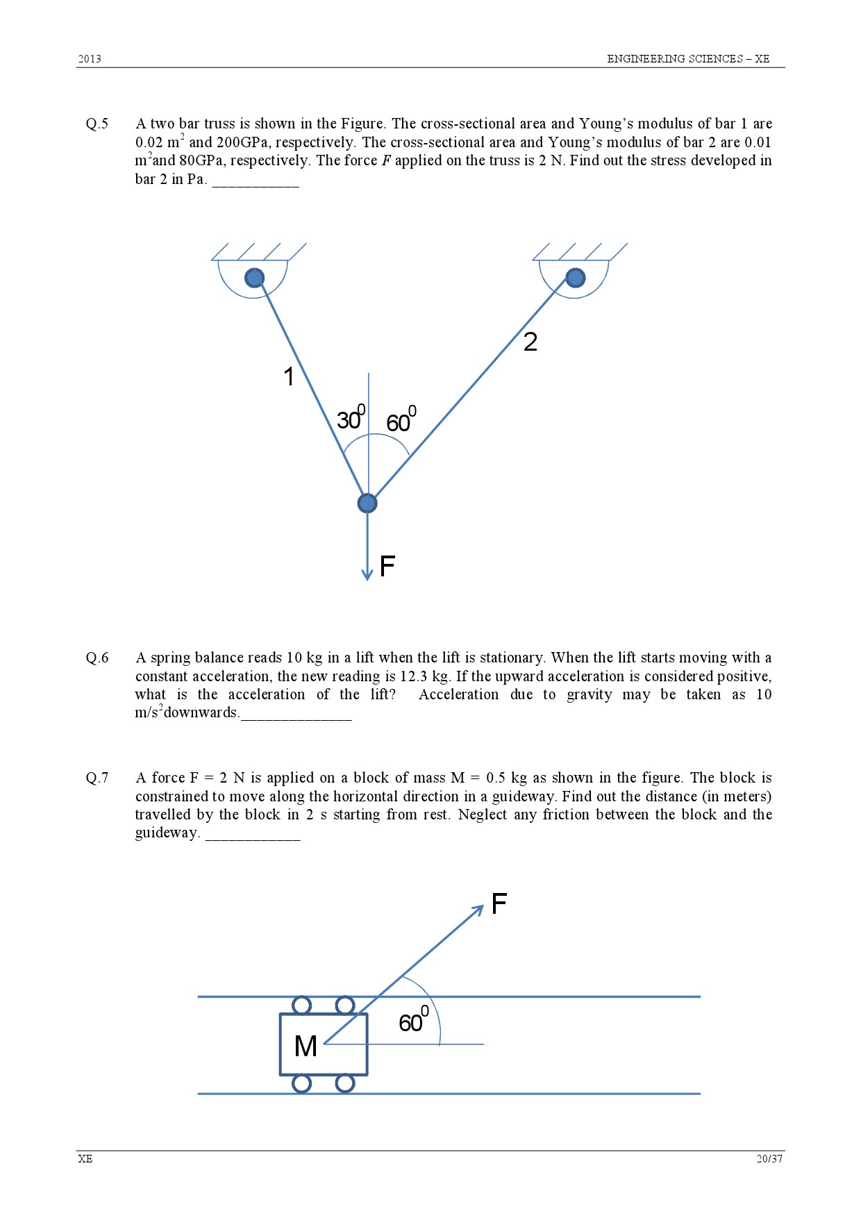 GATE Exam Question Paper 2013 Engineering Sciences 20