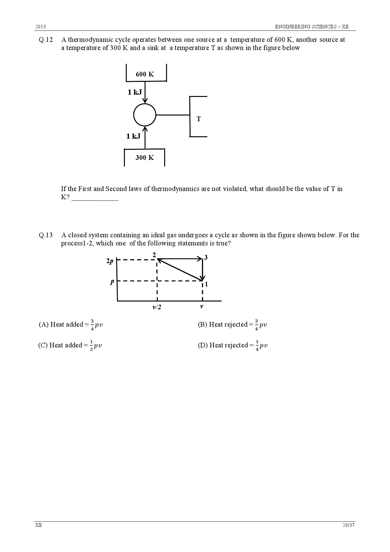 GATE Exam Question Paper 2013 Engineering Sciences 29