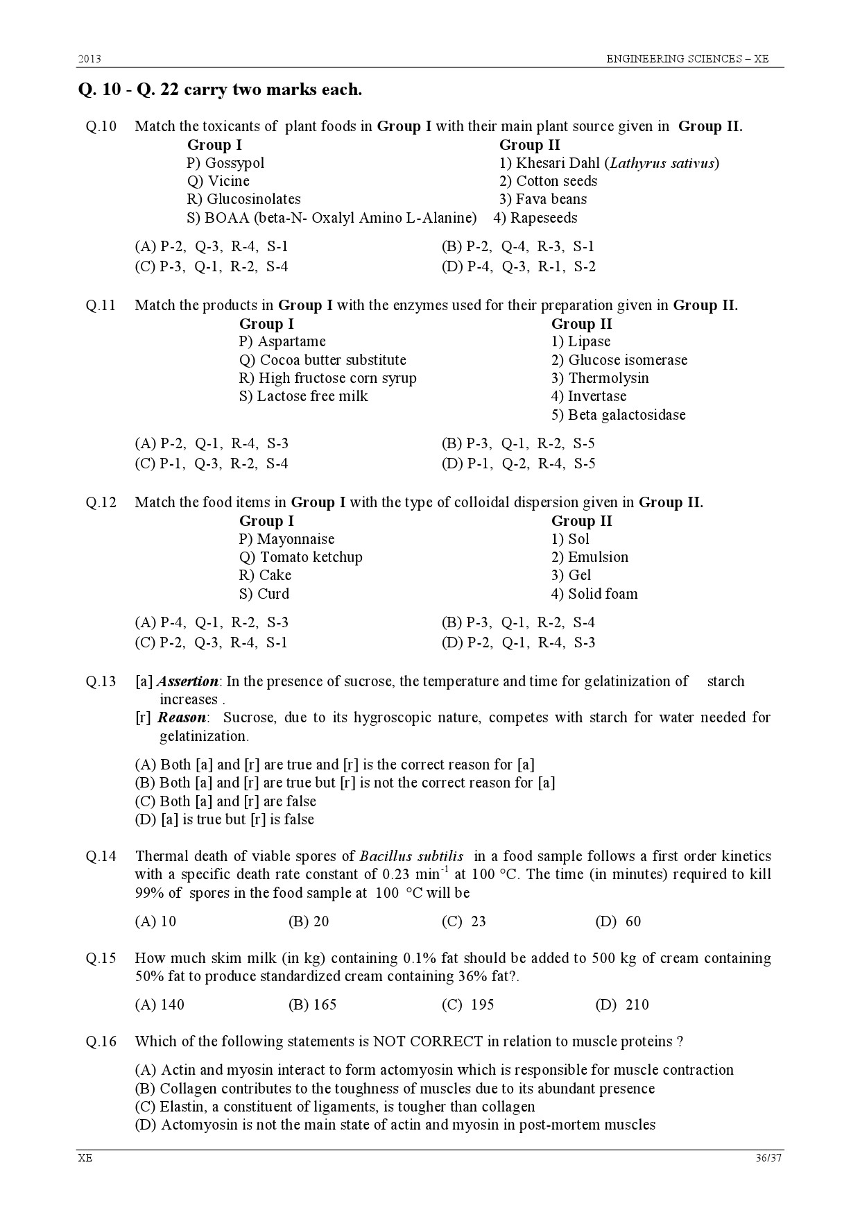 GATE Exam Question Paper 2013 Engineering Sciences 36
