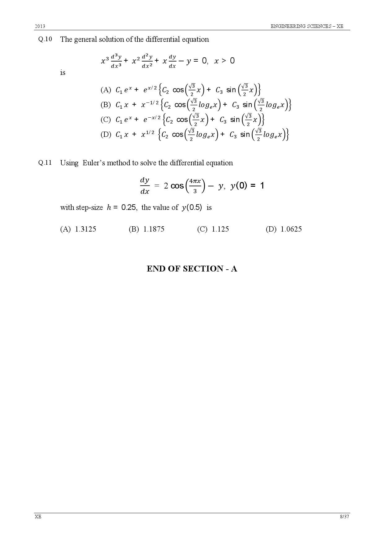 GATE Exam Question Paper 2013 Engineering Sciences 8