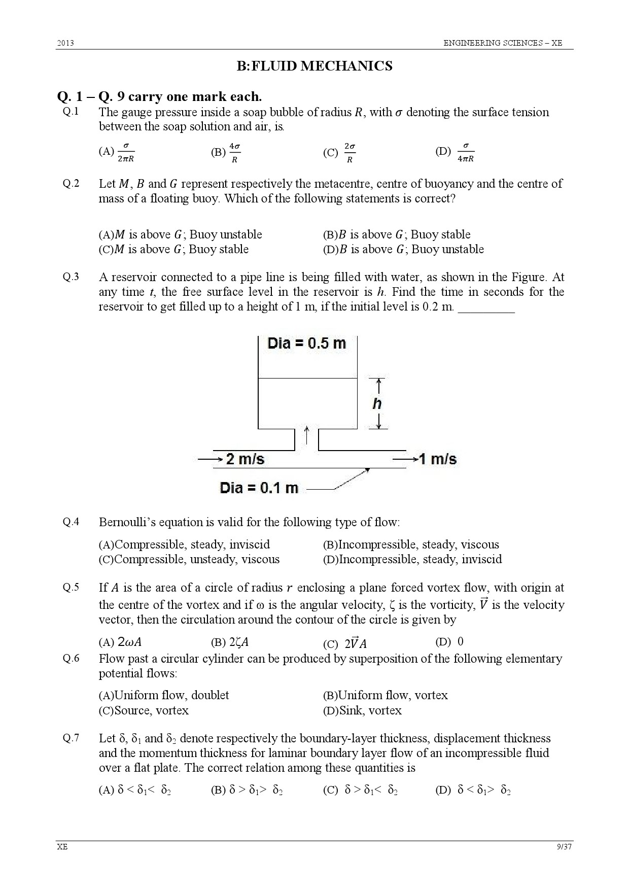 GATE Exam Question Paper 2013 Engineering Sciences 9