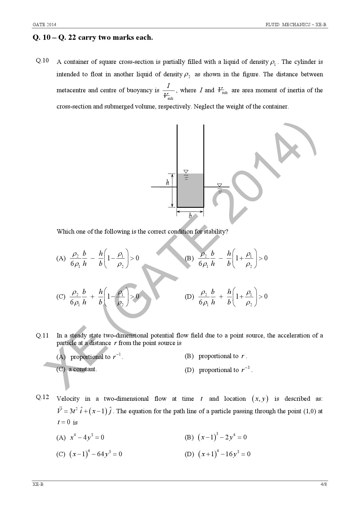 GATE Exam Question Paper 2014 Engineering Sciences 13