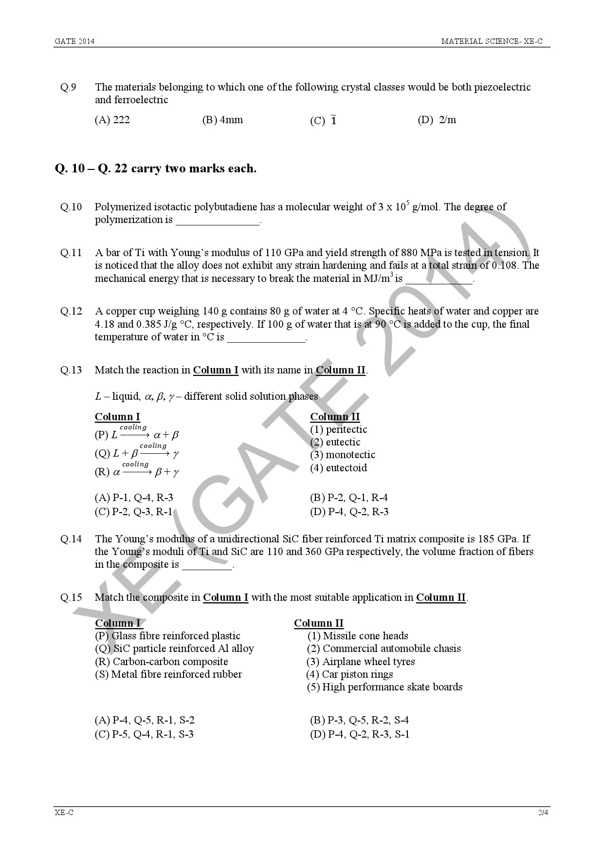 GATE Exam Question Paper 2014 Engineering Sciences 19