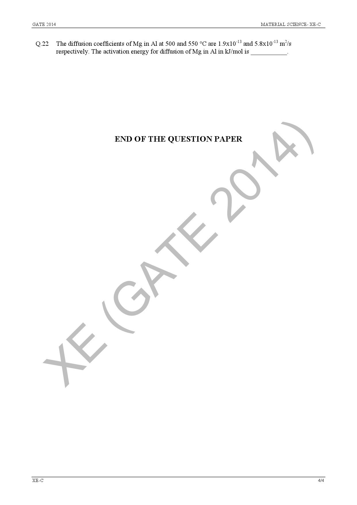 GATE Exam Question Paper 2014 Engineering Sciences 21