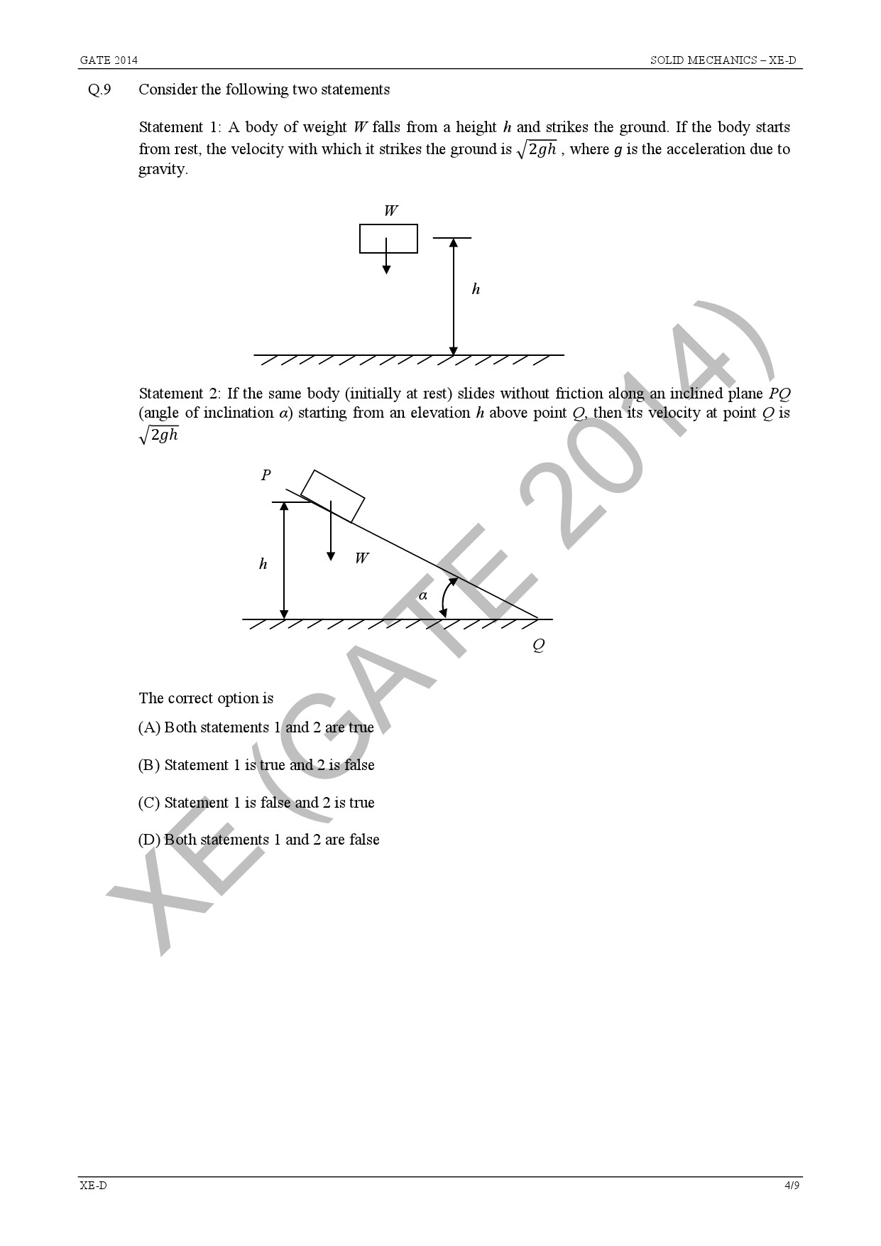GATE Exam Question Paper 2014 Engineering Sciences 25