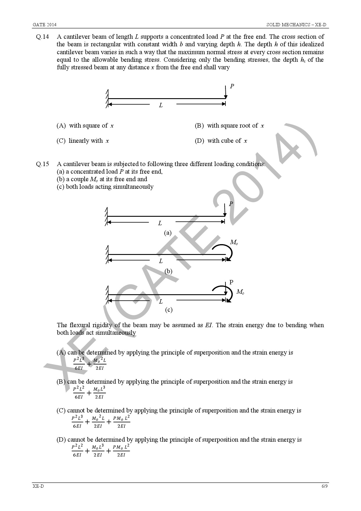 GATE Exam Question Paper 2014 Engineering Sciences 27