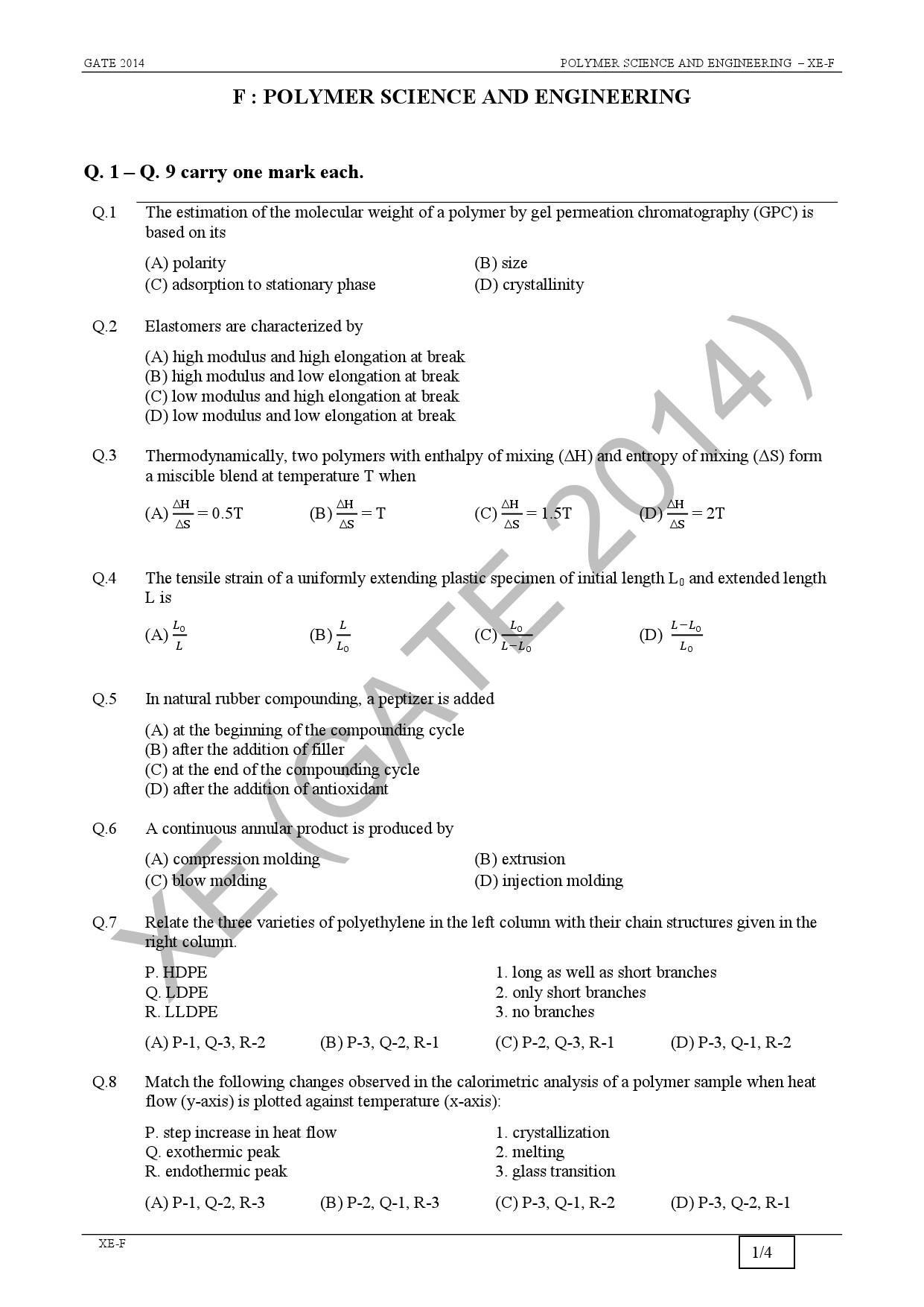 GATE Exam Question Paper 2014 Engineering Sciences 36