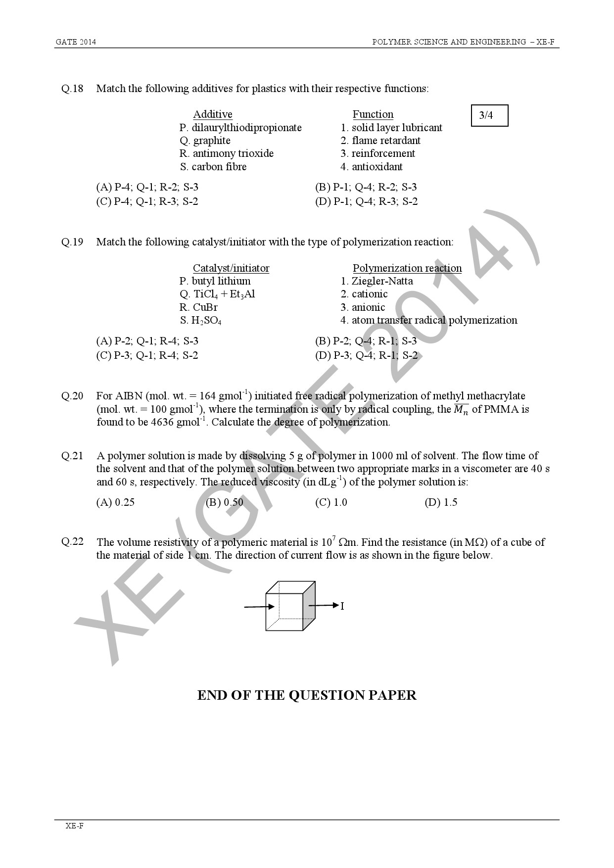 GATE Exam Question Paper 2014 Engineering Sciences 39