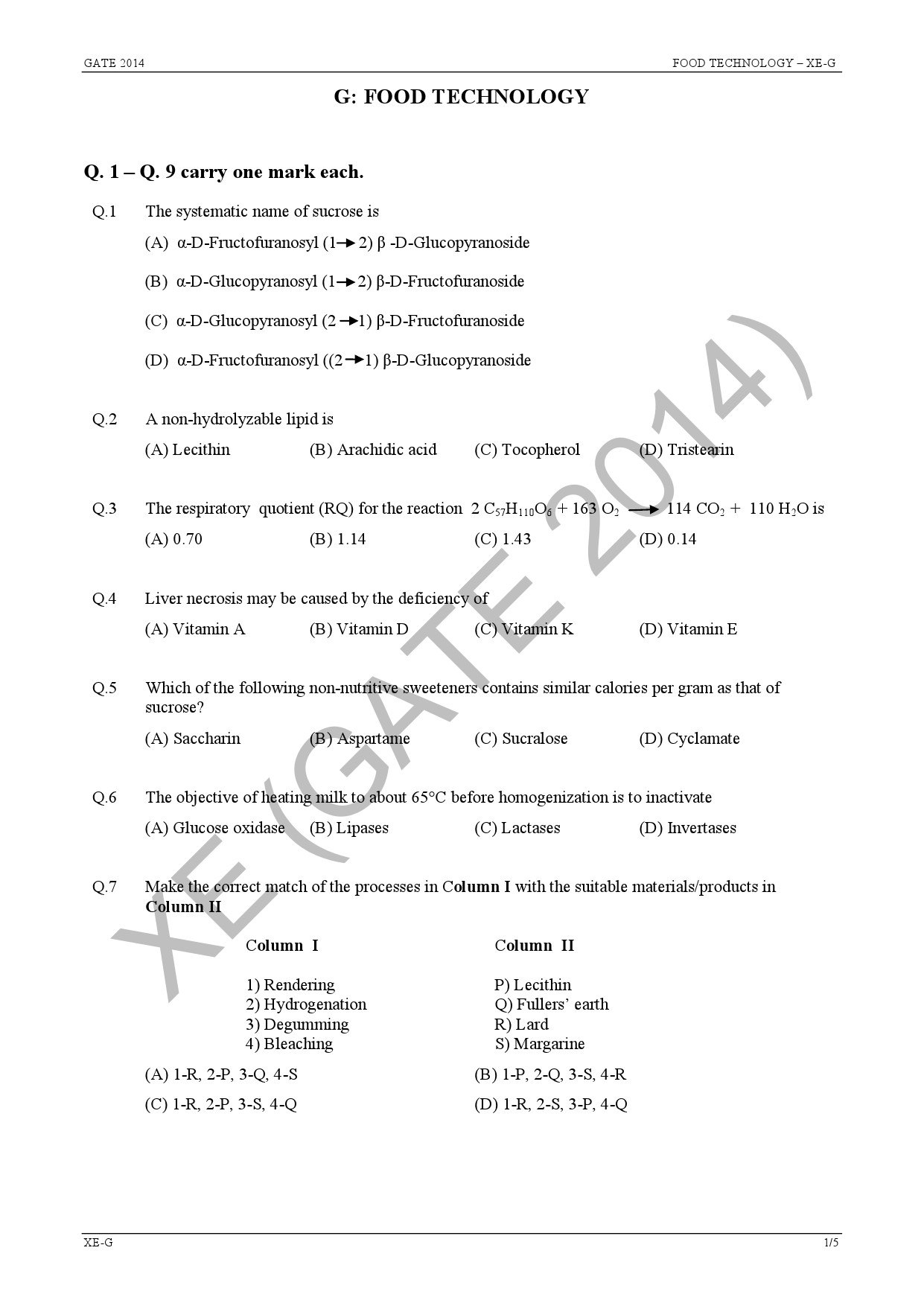 GATE Exam Question Paper 2014 Engineering Sciences 40