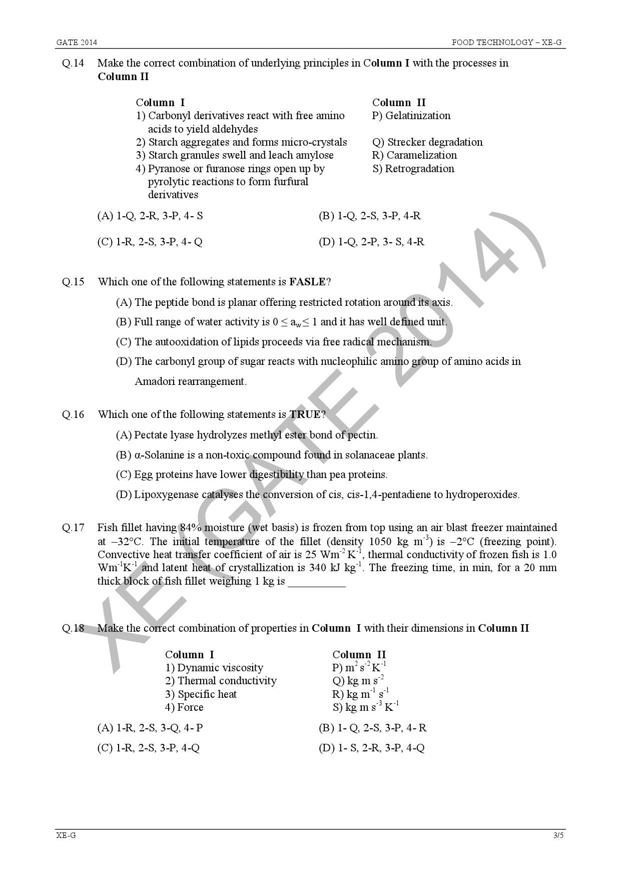 GATE Exam Question Paper 2014 Engineering Sciences 42