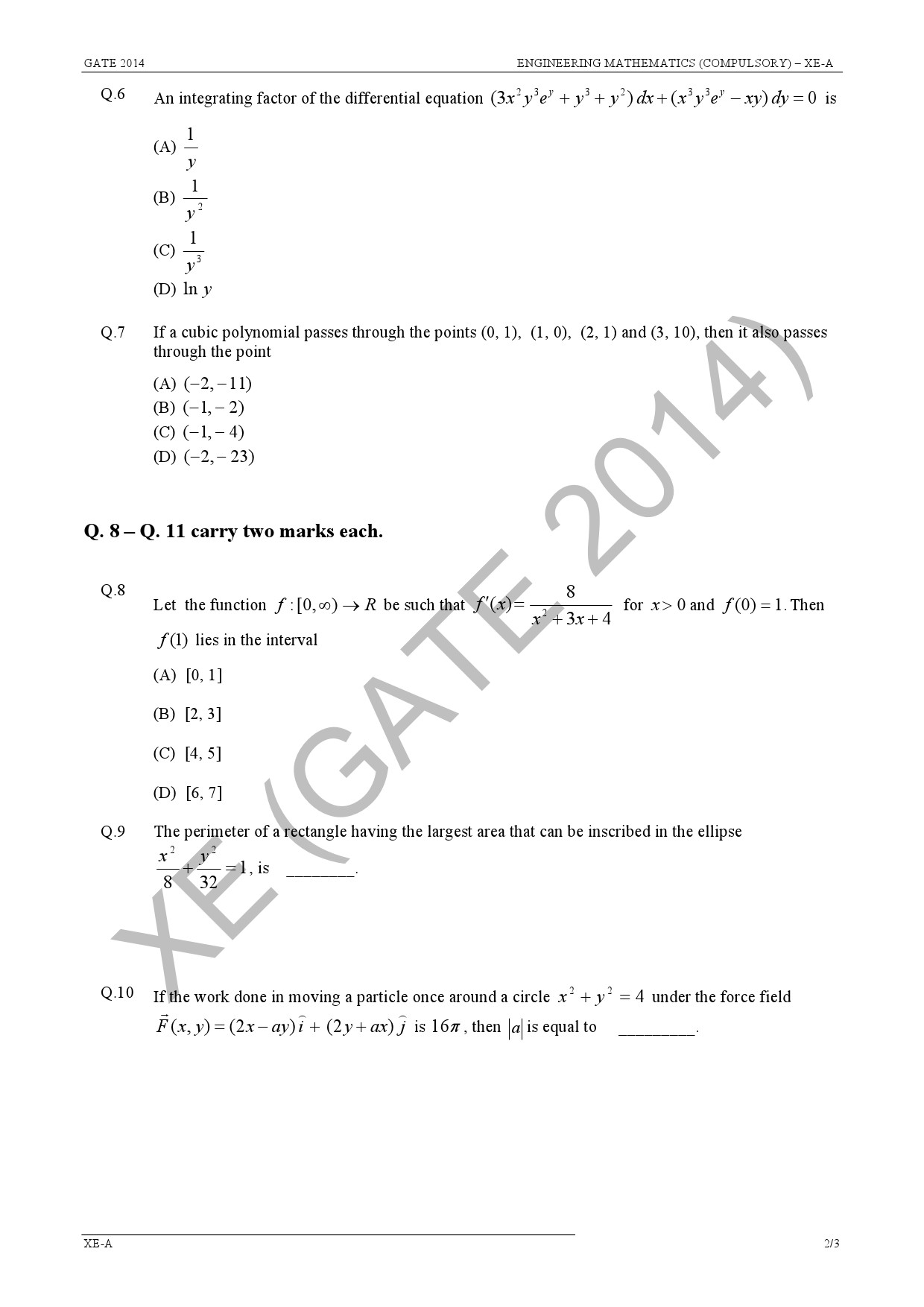 GATE Exam Question Paper 2014 Engineering Sciences 8