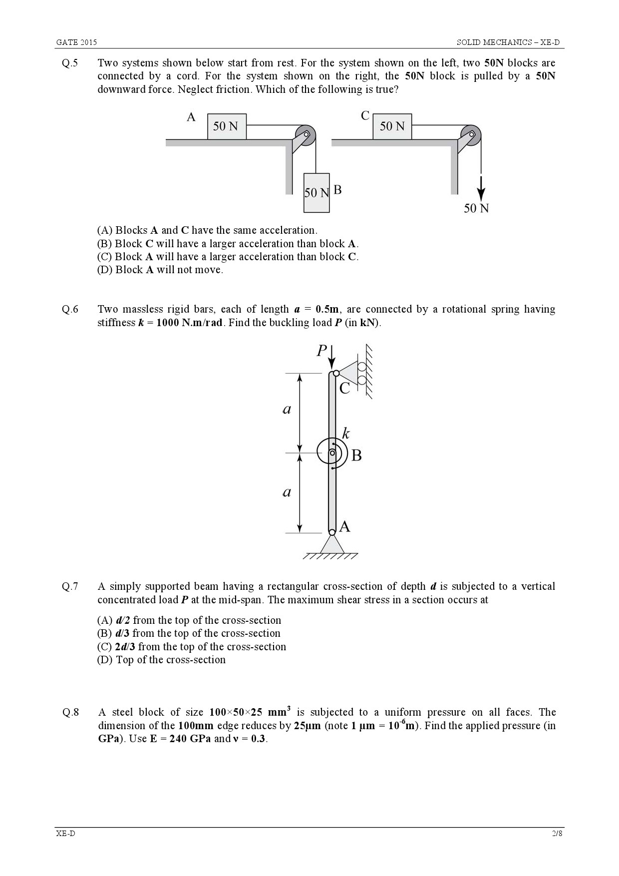 GATE Exam Question Paper 2015 Engineering Sciences 14
